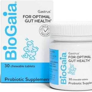 Gastrus Chewable Tablets, Adult Probiotic Supplement for Stomach Discomfort, Constipation, Gas, Bloating, Regularity, Non-Gmo, 30 Tablets, 1 Pack