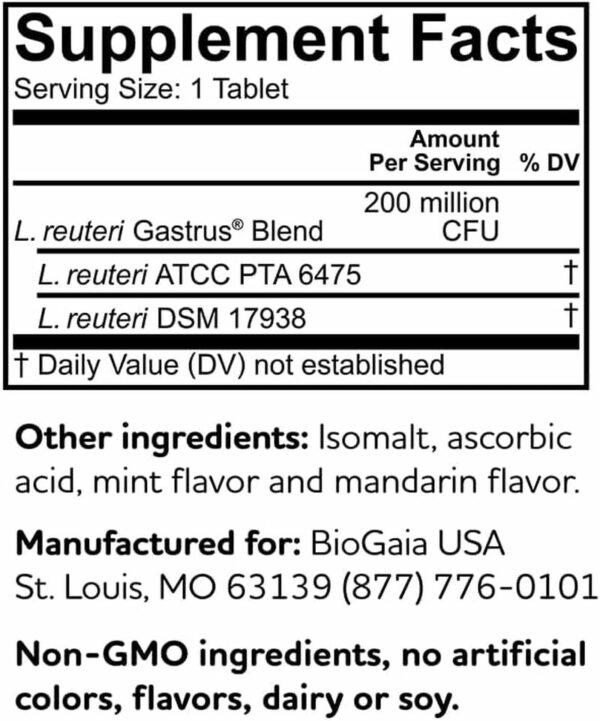 Gastrus Chewable Tablets, Adult Probiotic Supplement for Stomach Discomfort, Constipation, Gas, Bloating, Regularity, Non-Gmo, 30 Tablets, 1 Pack - Image 8