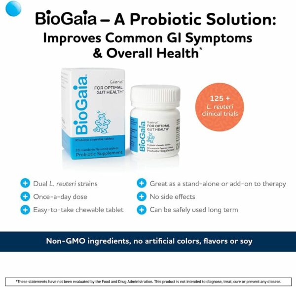 Gastrus Chewable Tablets, Adult Probiotic Supplement for Stomach Discomfort, Constipation, Gas, Bloating, Regularity, Non-Gmo, 30 Tablets, 1 Pack - Image 7